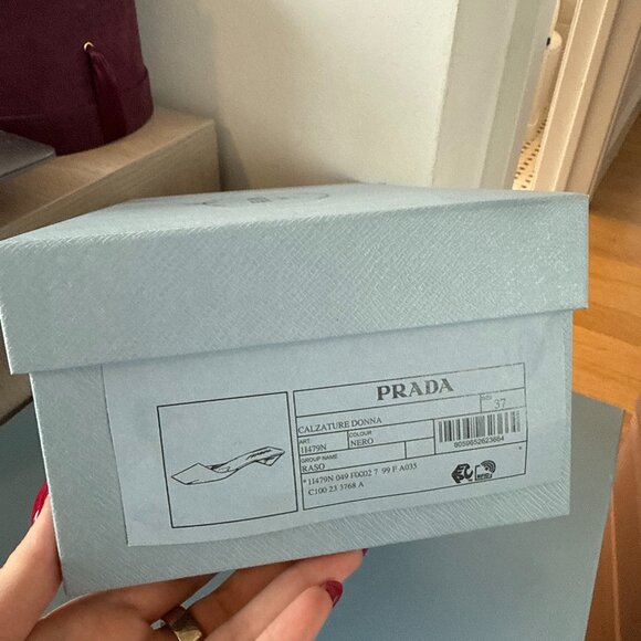 NWT Prada Slip-on mules Black Satin Square Toe Triangle Heels Sz 37 - Picture 3 of 9